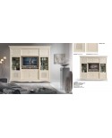 Parete porta tv libreria legno massello L 277 p 63 h 242