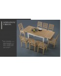 Tavolo in frassino con 2 allunghe estraibili ai lati da 40 cm gamba spillo L.100 P.100 H.80 (aperto L.180 P.100)
