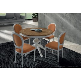 Tavolo rotondo liscio, gambone centrale diam. 120 cm con 1 allunga interna da 38 cm (aperto L.158 P.120)