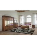 CAMERA COMPLETA LEGNO MASSELLO CON INTAGLIO ARMADIO ANTE SCORREVOLI LETTO COMO E COMODINI