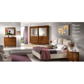 CAMERA COMPLETA LEGNO MASSELLO CON INTAGLIO e rilievi ARMADIO ANTE SCORREVOLI LETTO COMO E COMODINI