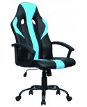 POLTRONA UFFICIO SIMILPELLE NYLON NERO/BLU63x67x127