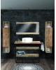 MOBILE BAGNO 3 RIP T. NATURALE, LAVELLO PICCOLO, GAMBE ACCIAIO ANTRACITE123x45x87