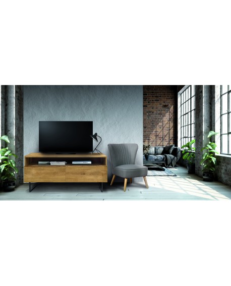 PORTATV FRASSINO T. NATURALE, 2C GAMBE FERRO ANTRACITE140x43x66