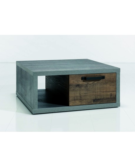 TAVOLINO QUADRATO BASSO 1C 1 VANO CEMEBNTO E ROVERE80x35x80