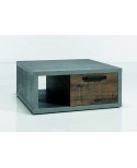 TAVOLINO QUADRATO BASSO 1C 1 VANO CEMEBNTO E ROVERE80x35x80
