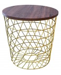 TAVOLINO TONDO PIANO NOCE STRUTTURA ORO50x50x50
