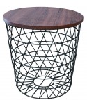 TAVOLINO TONDO PIANO NOCE STRUTTURA NERA50x50x50