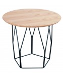 TAVOLINO PIANO MDF NATURALE GAMBE NERO ACCIAIO60x60x50