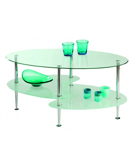 TAVOLINO DOPPIO PIANO VETRO90x50x43
