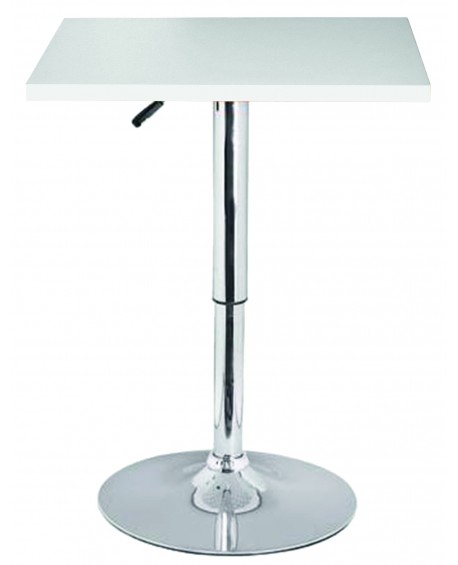 TAVOLINO QUADRATO PIANO LAMINATO BIANCO GAMBONE ACCIAIO CROMATO60x60x93