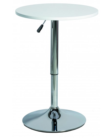 TAVOLINO TONDO PIANO BIANCO GAMBONE ACCIAIO CROMATO60x60x90