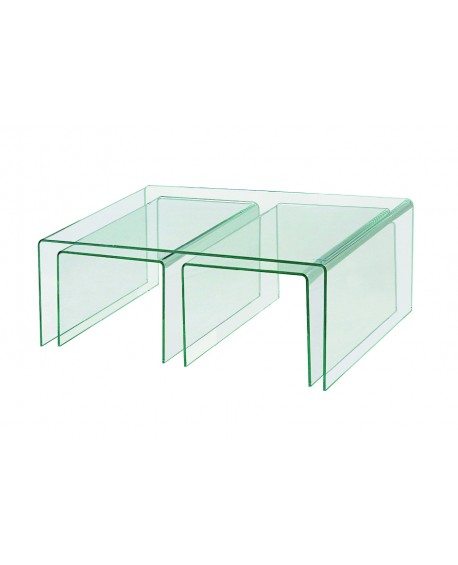 SET 3 TAVOLINI IN VETRO120x60x42
