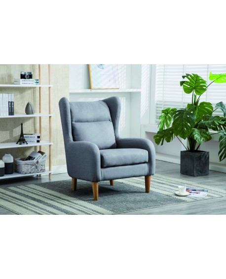 POLTRONCINA TESSUTO GRIGIO SCURO GAMBE NATURALI79x90x100