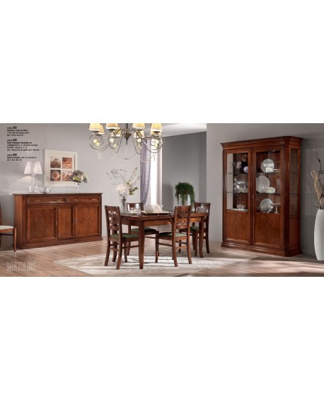 CREDENZA CON RILIEVO IN LEGNO MASSELLO VARI COLORI L 196 - P 50 H 110