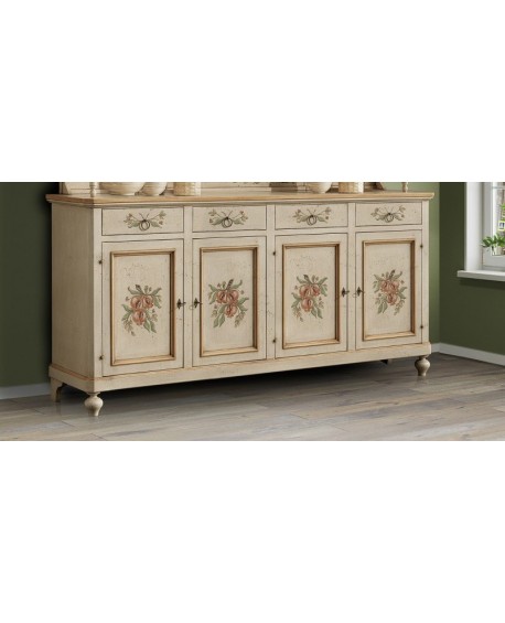 CREDENZA IN LEGNO MASSELLO DECORATA A MANO VARI COLORI E DECORI