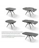 Tavolo allungabile rotante 120x90 con 2 all. cm. 30 base metallo piano grigio graffite