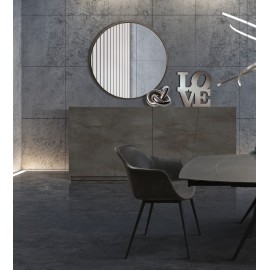 Tavolo allungabile rotante 120x90 con 2 all. cm. 30 base metallo piano grigio graffite