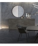 Tavolo allungabile rotante 120x90 con 2 all. cm. 30 base metallo piano grigio graffite