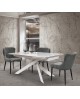 Tavolo allungabile 160x90 con 2 all. cm. 40 base metallo bianco e piano finitura bianco statutario