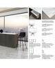 Tavolo allungabile 160x90 con 1 all. cm. 60 base metallo e piano finitura bianco statuario