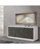 CREDENZA MADIA 3 ante ammortizzate 180x50 struttura bianco frassinato ante finitura acciaio ossidato