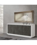 CREDENZA MADIA 3 ante ammortizzate 180x50 struttura bianco frassinato ante finitura acciaio ossidato