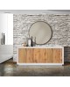 CREDENZA MADIA 3 ante ammortizzate 180x50 struttura bianco frassinato ante finitura rovere rustico