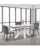 Tavolo allungabile 160x90 con 2 all. cm. 40 base metallo bianco e piano finitura bianco statuario