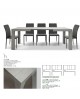 Tavolo allungabile 160x90 2 all. centrali cm. 40 grigio cemento