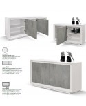 CREDENZA MADIA 2 ante ammortizzate 140x50 struttura bianco frassinato ante finitura grigio cemento