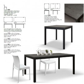 Tavolo allungabile 120x80 con 1 all. cm. 50 base metallo piano finitura acciaio ossidato