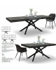 Tavolo allungabile 140x90 con 2 all. centrali cm. 40 base in metallo e piano finitura acciaio ossidato