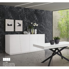 Tavolo allungabile 160x90 con 2 all. centrali cm. 40 base in metallo e piano finitura bianco frassinato