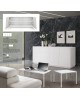 Tavolino rettangolare 55x90 struttura metallo piano bianco frassinato