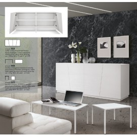 Tavolino rettangolare 55x90 struttura metallo piano bianco frassinato