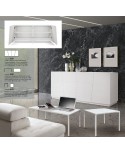 Tavolino quadrato 55x55 struttura metallo e piano bianco frassinato