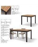 Tavolo allungabile 140x80 con 1 all. cm. 60 base metallo piano finitura rovere rustico