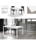 Tavolo a libro 90x90 base metallo piano finitura bianco frassinato