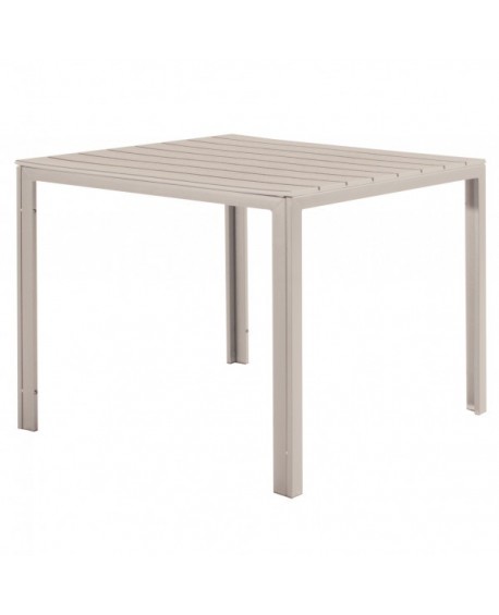 TENERIFE Tavolo quadrato con top in plastica HDPE - effetto legno colore BEIGE