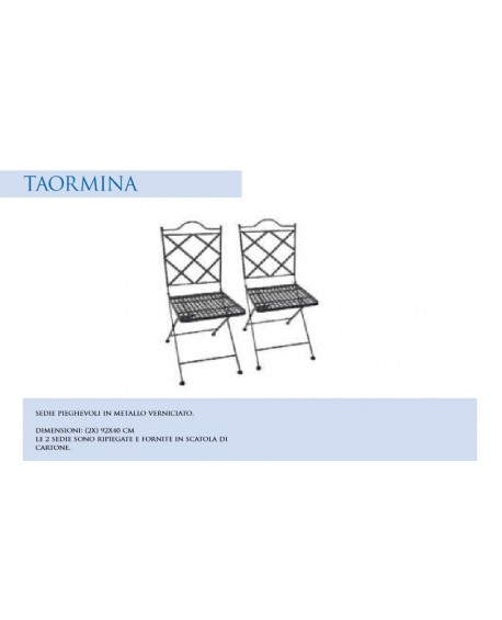 Coppia di sedie TAORMINA pieghevoli in metallo (abbinamento per tavoli mosaico classic e flower)