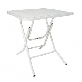 Tavolo in Ferro Quadrato con foro centrale colore bianco              L.72x P.72 H.72cm