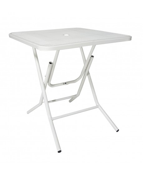 Tavolo in Ferro Quadrato con foro centrale colore bianco              L.72x P.72 H.72cm