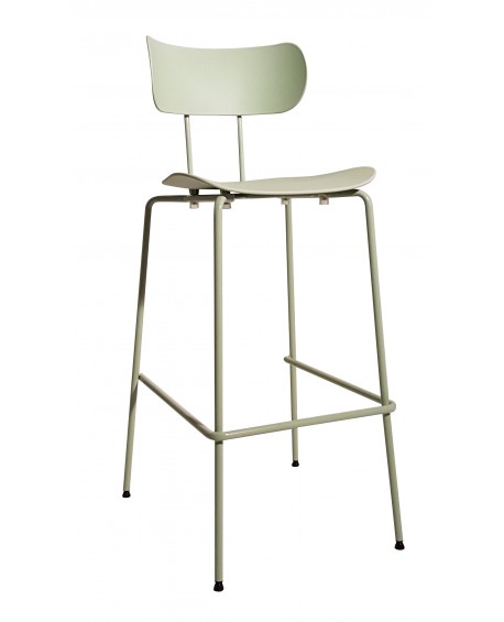 Sgabello metallo verde con fondino e schienale polipropilene verde       L.43 H.108 P.51,5 HS.75,5