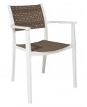 Poltrona polipropilene bianco e marrone L.58 H.87 P.57 HS.46