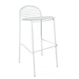 Sgabello in Ferro Bianco con fondino ecopelle bianco                        L.49 H.97 P.50 HS.78