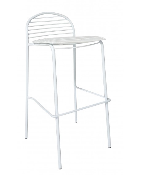 Sgabello in Ferro Bianco con fondino ecopelle bianco                        L.49 H.97 P.50 HS.78