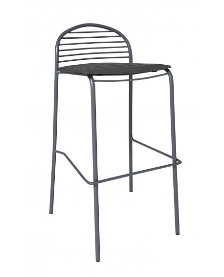 Sgabello in Ferro Grigio con fondino ecopelle grigio                           L.49 H.97 P.50 HS.78