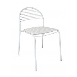 Sedia in Ferro Bianco con fondino ecopelle bianco                        L.48 H.80 P.52 HS.46