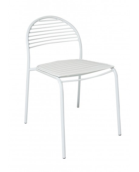 Sedia in Ferro Bianco con fondino ecopelle bianco                        L.48 H.80 P.52 HS.46